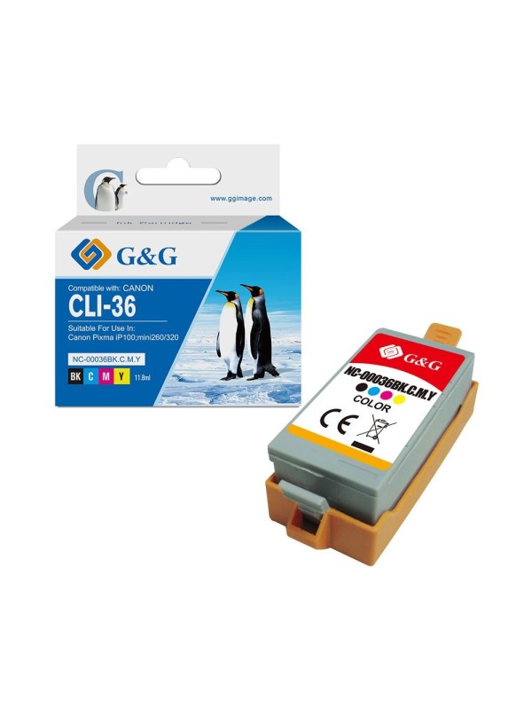 G&G ink cartridge Canon CLI-36C CLI-36 C Pixma IP100 Pixma mimi 260...