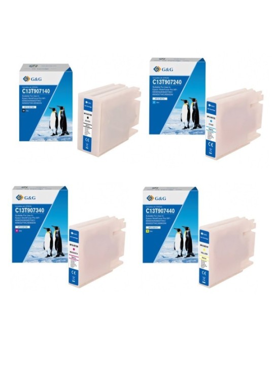 Epson T9071 T9072 T9073 T9074 mustekasetti G&G yhteensopiva paketti 4 kpl