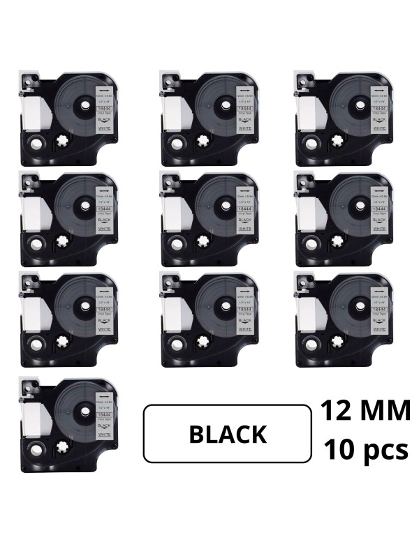 Dore analog Dymo Vinyl Labels 12mm x 5.5mm 18444 Black On White (Ko...