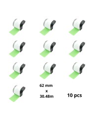 Brother DK-22205 DK22205 Green 62mm x 30480mm Thermal Paper Labels Dore manufacturer, 10 gab