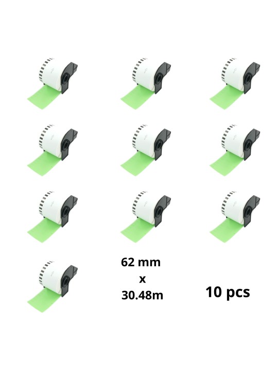 Brother DK-22205 DK22205 Green 62mm x 30480mm termopaberist etiketid, tootja Dore, 10 tk