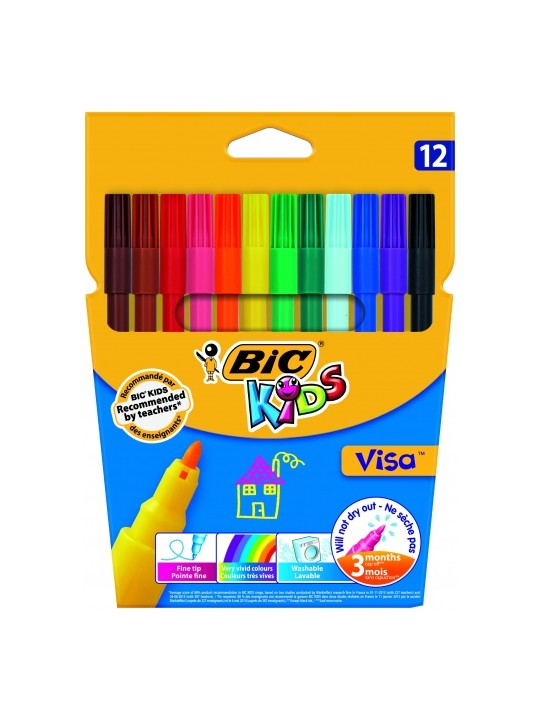 Bic Spalvoti flomasteriai Kids Visa 12 spalvų rinkinys 002758