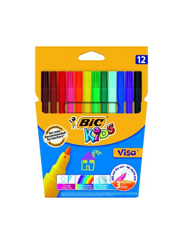 Bic Spalvoti flomasteriai Kids Visa 12 spalvų rinkinys 002758