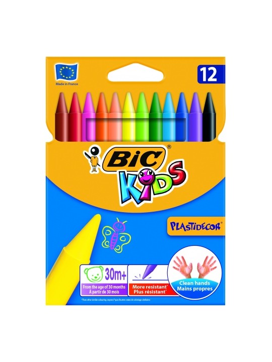 Bic Vaškinės spalvotos kreidelės PlastiDecor 12 spalvų rinkinys 945764