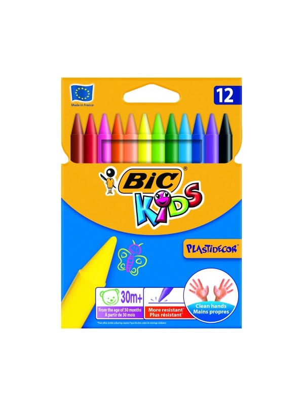 Bic Vaškinės spalvotos kreidelės PlastiDecor 12 spalvų rinkinys 945764