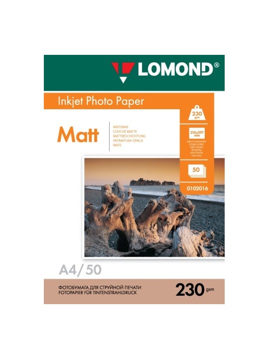 Fotopopierius Lomond Photo Inkjet Paper Matinis 230 g/m2 A4, 50 lapų