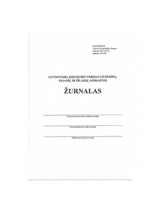 Gyventojo, įsigijusio verslo liudijimą, pajamų ir išlaidų apskaitos žurnalas, A5 (36)  0720-065