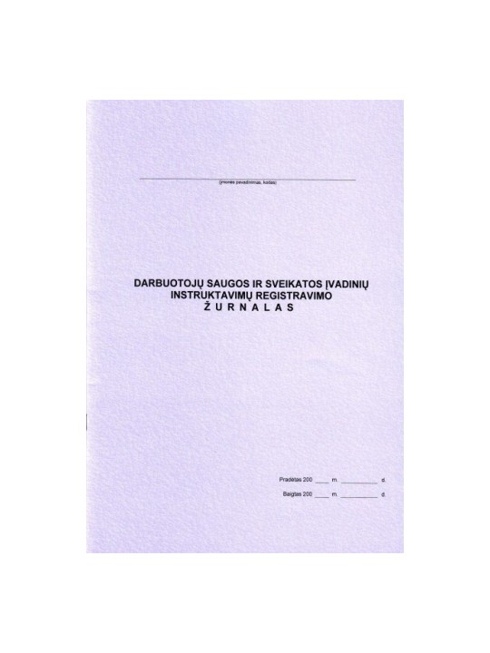 Darbuotojų saugos ir sveikatos įvadinių instruktavimų registracijos žurnalas, A4 (24)  0720-026
