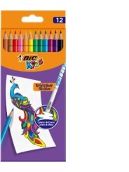 BIC Spalvoti pieštukai su trintuku Kids Evolution Illusion 12 spalvų rinkinys