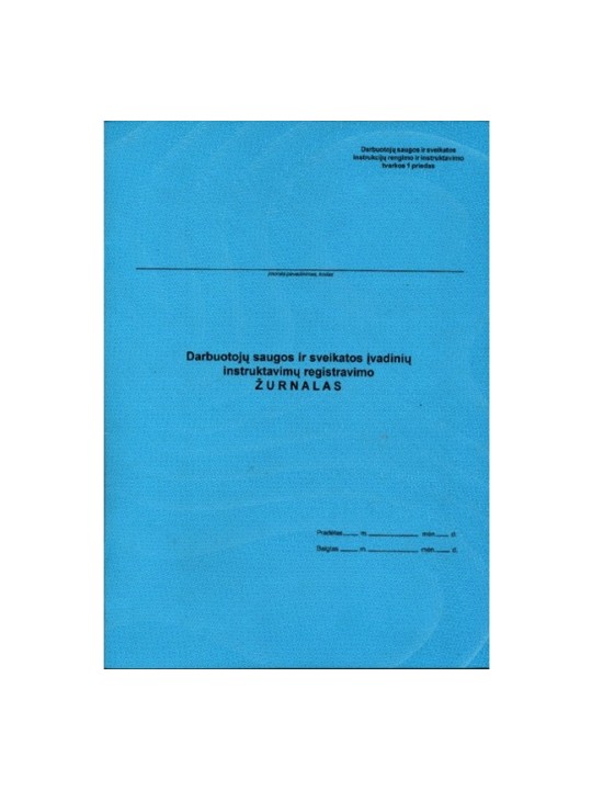 Darbuotojų saugos ir sveikatos įvadinių instruktavimų registracijos žurnalas A4, vertikalus, 10 lapų