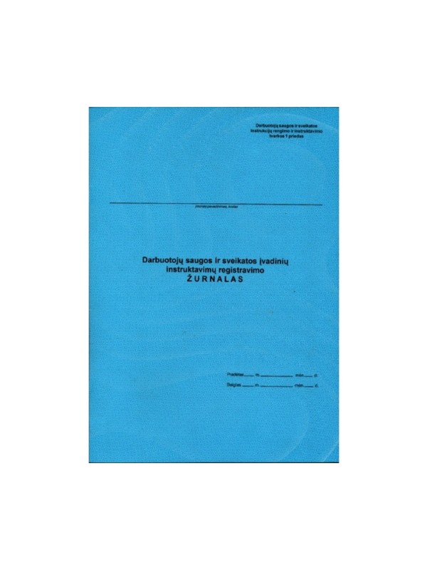 Darbuotojų saugos ir sveikatos įvadinių instruktavimų registracijos žurnalas A4, vertikalus, 10 lapų