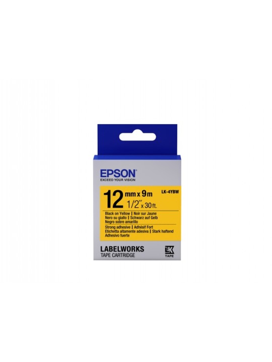 Epson LK-4YBW (C53S654014) Ženklinimo juostos kasetė, Strong Adhesive, Black on Yellow (12mm, 9m)