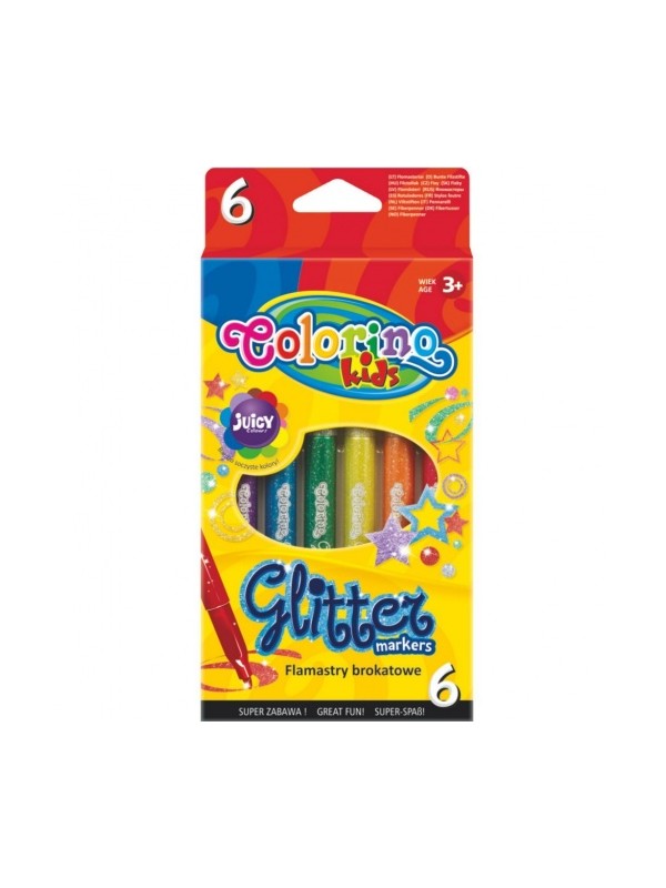 Flomasteriai su blizgučiais Colorino Kids Glitter, 6 spalvų