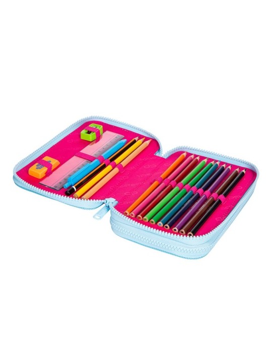 Forminis dviejų skyrių penalas su priedais CoolPack Jumper 2 Pink Scribble