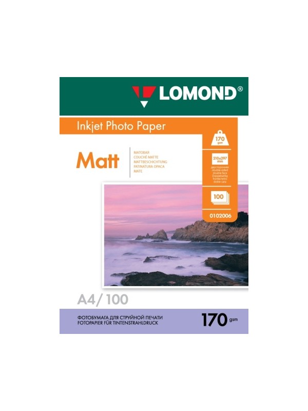 Fotopopierius Lomond Photo Inkjet Paper Matinis 170 g/m2 A4, 100 lapų, dvipusis