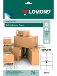 Lipnus popierius lipdukams Lomond Self-Adhesive Universal Labels, 8/105x74,3, A4, 50 lapų, Balta