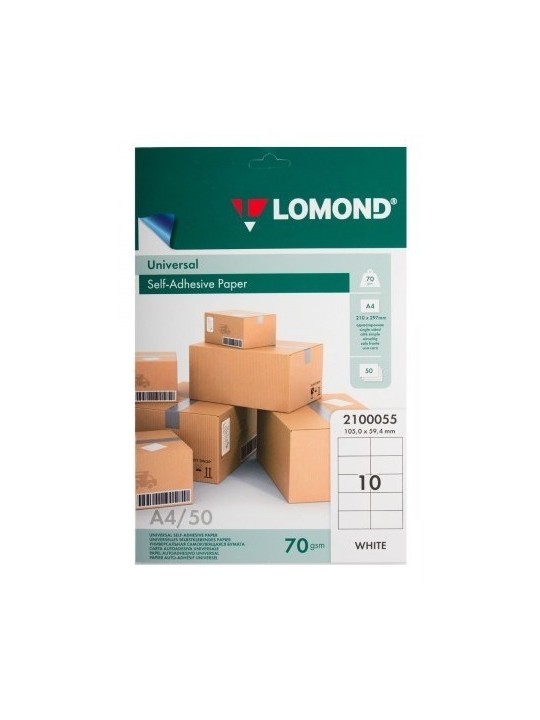 Lipnus popierius lipdukams Lomond Self-Adhesive Universal Labels, 10/105x59,4, A4, 50 lapų, Balta