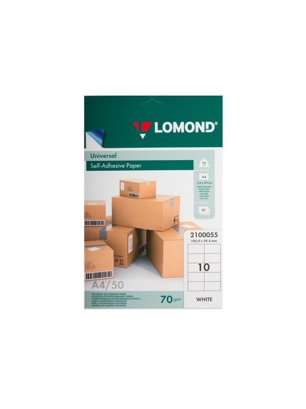 Lipnus popierius lipdukams Lomond Self-Adhesive Universal Labels, 10/105x59,4, A4, 50 lapų, Balta