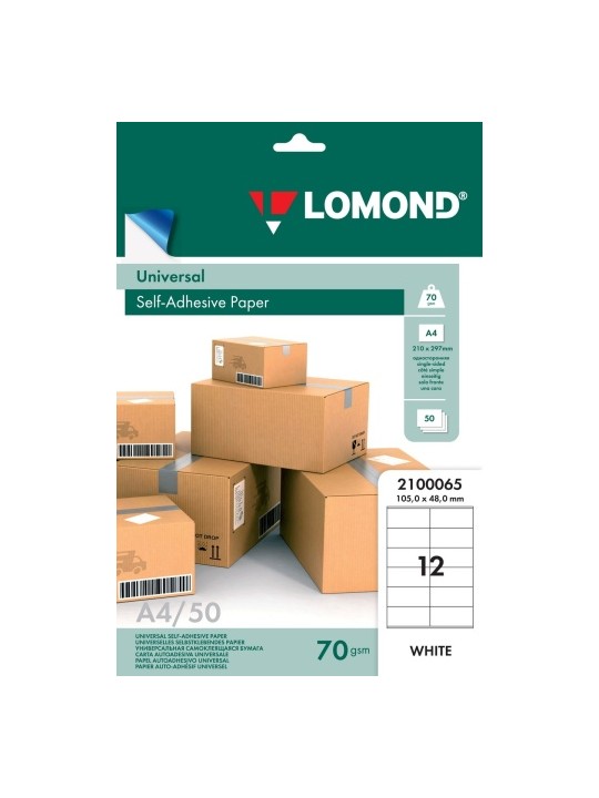 Lipnus popierius lipdukams Lomond Self-Adhesive Universal Labels, 12/105x48, A4, 50 lapų, Balta