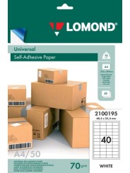 Lipnus popierius lipdukams Lomond Self-Adhesive Universal Labels, 40/48,5x25,4, A4, 50 lapų, Balta