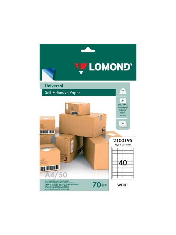 Lipnus popierius lipdukams Lomond Self-Adhesive Universal Labels, 40/48,5x25,4, A4, 50 lapų, Balta