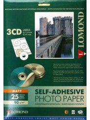 Lipnus popierius lipdukams Lomond Self Adhesive Inkjet Photo Paper Matinis A4 25 lapai x3CD 114/41mm