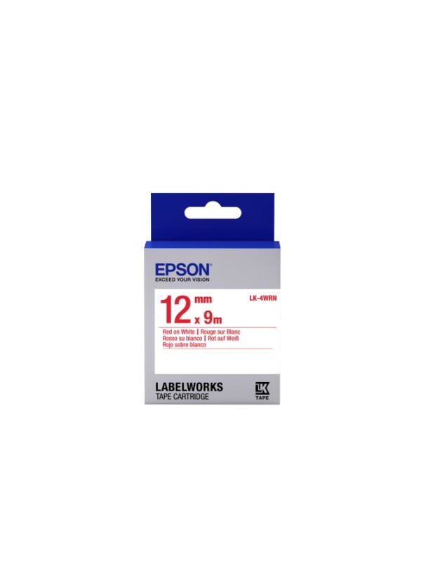 Epson LK-4WRN (C53S654011) Label Cartridge Standard, Red on White 12mm (9m)