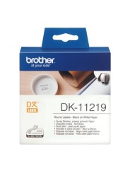 Brother DK-11219 (DK11219) Round Labels, Black on White, 12 mm, 1200 labels per roll