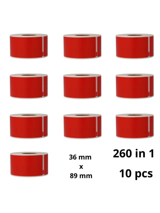 Dymo 99012 Red S0722400 etiķetes rullis Dore saderīga komplekts 10 gab.