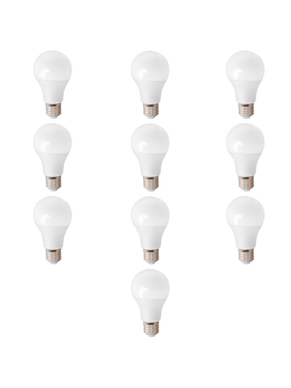 LED spuldze E27 A60 9W WW 3000K, 10gab