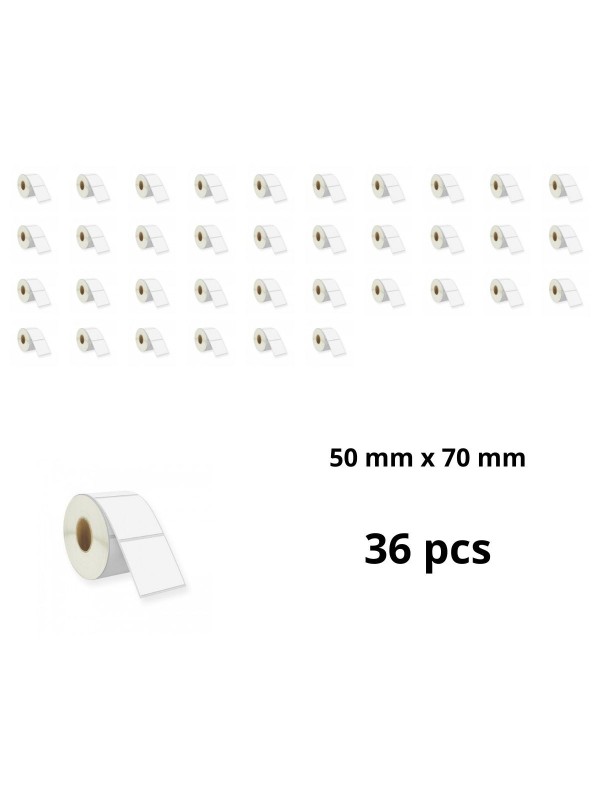 Zebra 70mm x 50mm termopaberist etiketid 25 mm südamikuga, tootja Dore, 36 tk