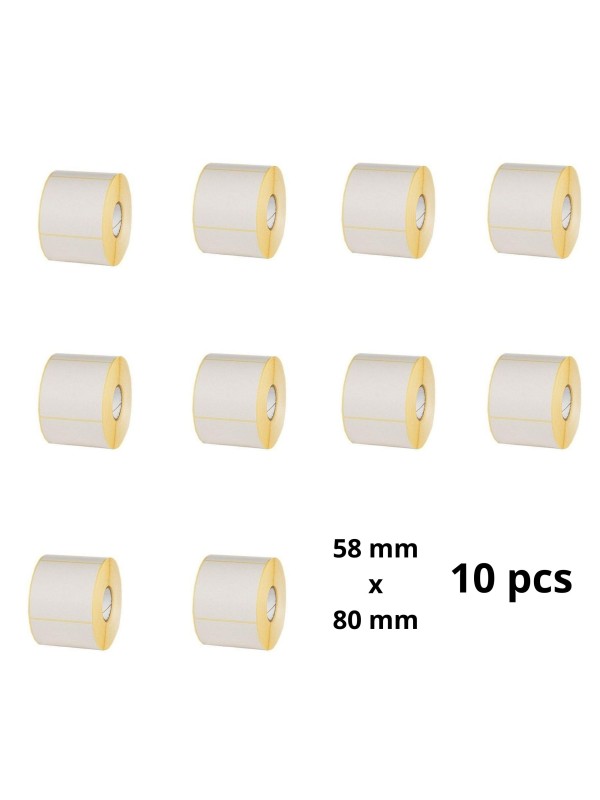 Šiluminės etiketės 58 mm x 80 mm, core 40 mm, 2000 vnt set 10 pcs Šiluminės etiketės 58 mm x 80 mm, core 40 mm, 2000 vnt set 10 pcs