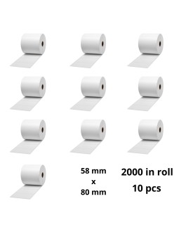 Termiskās etiķetes 58 mm x 80 mm, core 40 mm, 2000 gab set 10 pcs