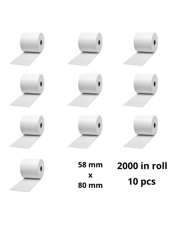 Thermal Labels 58mm x 80mm, core 40 mm, 2000 pcs roll set 10 pcs Thermal Labels 58mm x 80mm, core 40 mm, 2000 pcs roll set 10 pcs