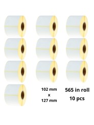 Термоэтикетки 102mm x 127mm, сердцевина 25 mm, рулон 565 шт, 10 шт