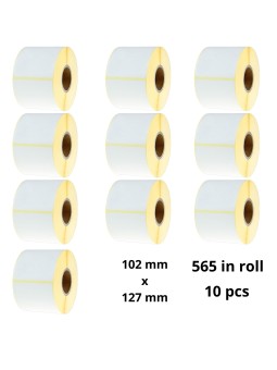 Термоэтикетки 102mm x 127mm, сердцевина 25 mm, рулон 565 шт, 10 шт