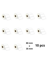 Zebra 80mm x 35mm  Thermal Paper Labels 25 mm Core Dore Manufacturer, 10 pcs