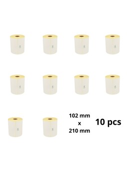 Zebra 3005093, 102mm x 210mm lämpöetikettirullat, 25 mm rullan keskusta, valmistaja Dore, 375 kpl rullassa, 10 kpl