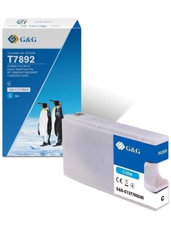 Epson T7892 C13T789240 C mustekasetti G&G analoginen Epson T7892 C13T789240 C mustekasetti G&G analoginen