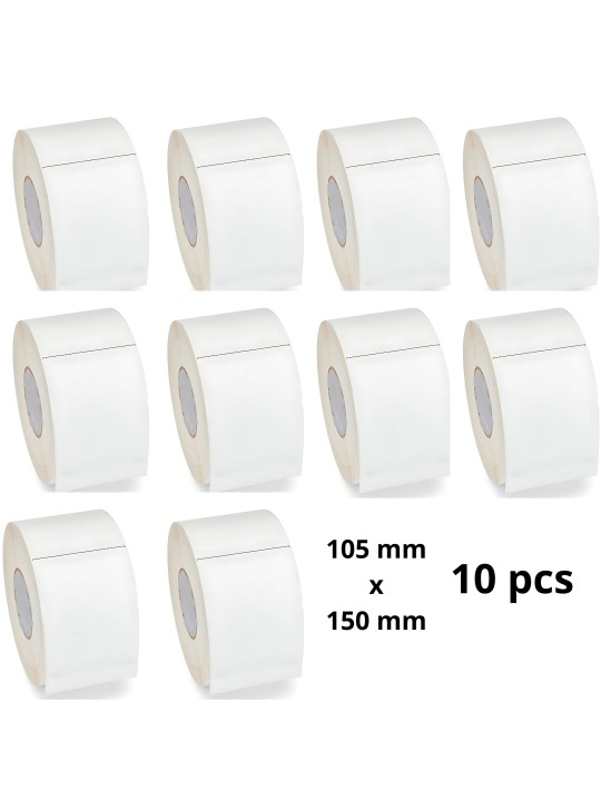 Termosildid 105mm x 150mm, 76 mm südamik, rull 1000 tk, eemaldatav, 10tk