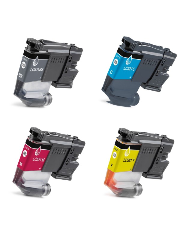Brother LC-521 LC521 ink cartridge Dore compatible, 4 pcs