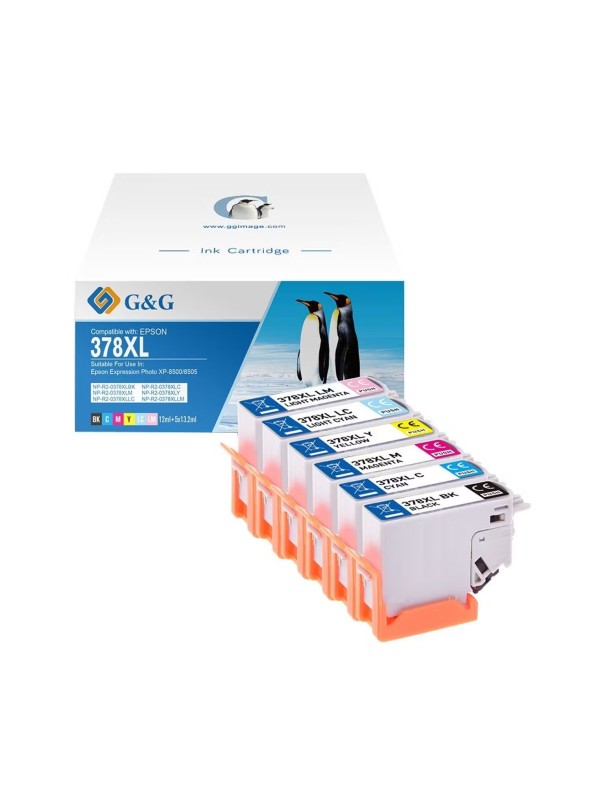 Epson 378XL C13T37984010 BK/C/M/Y/LM/LC tintes kasetne G&G saderīga