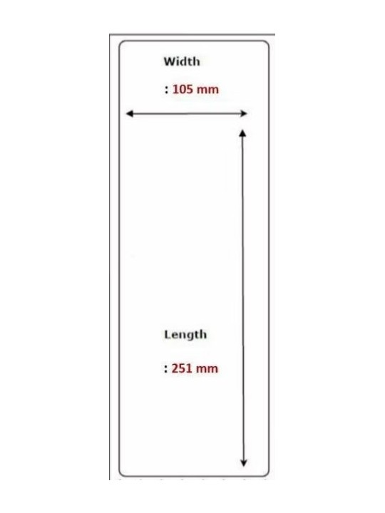 Terminės etiketės 105 mm x 251 mm, 76 mm šerdis, 250 vnt. ritinėlis