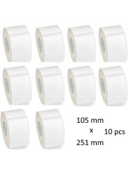 Thermal Labels 105mm x 251mm, 76mm core, 250 pcs roll