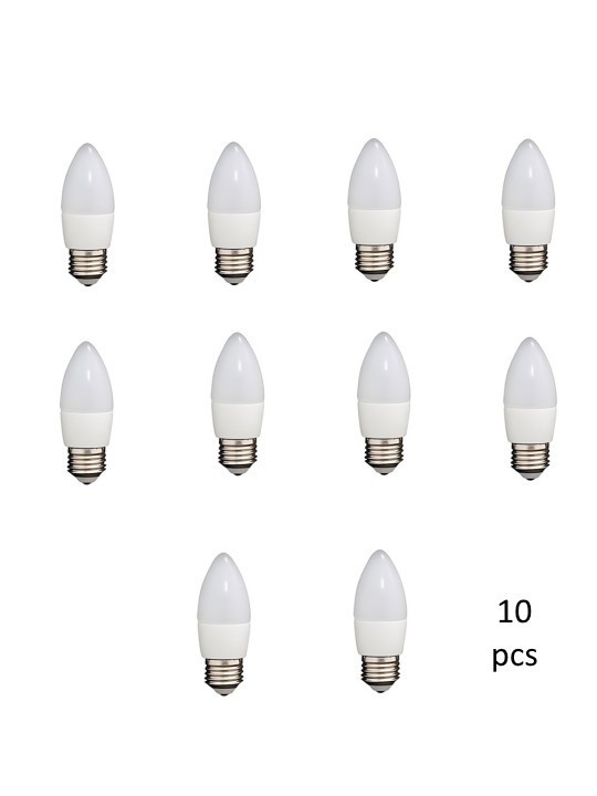 Bulb E27 C37 7W WW 3000K, 10 pcs