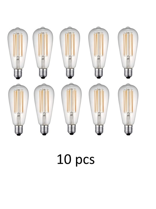 Incandescent bulb E27 ST64 8W WW 3000K, 10 pcs